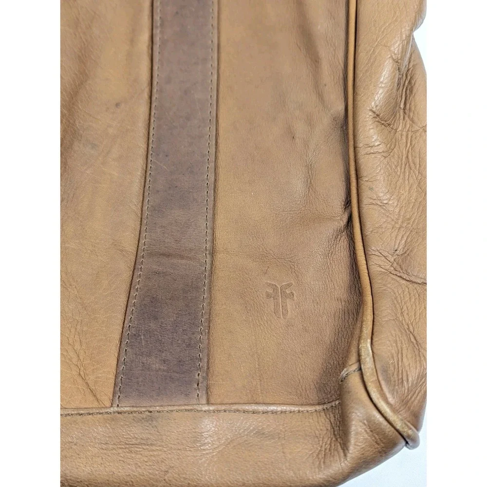 FRYE Gia Simple Leather Tote Hobo Shoulder Bag‎ Cognac Brown Large